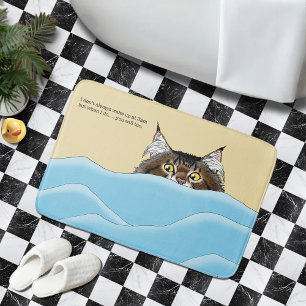 Tapis De Bain Tabby Chat Pékin Bleu Drôle