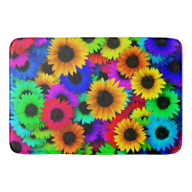 Tapis De Bain Tableau joyeux de tournesols colorés (Devant)