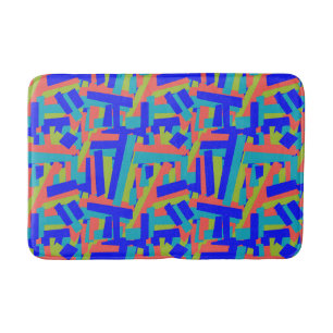 Tapis De Bain Taches abstraites de lime bleu vif corail