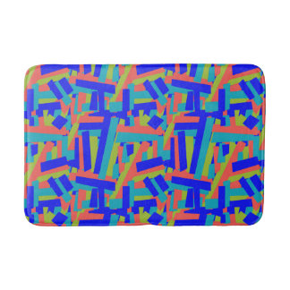 Tapis De Bain Taches abstraites de lime bleu vif corail