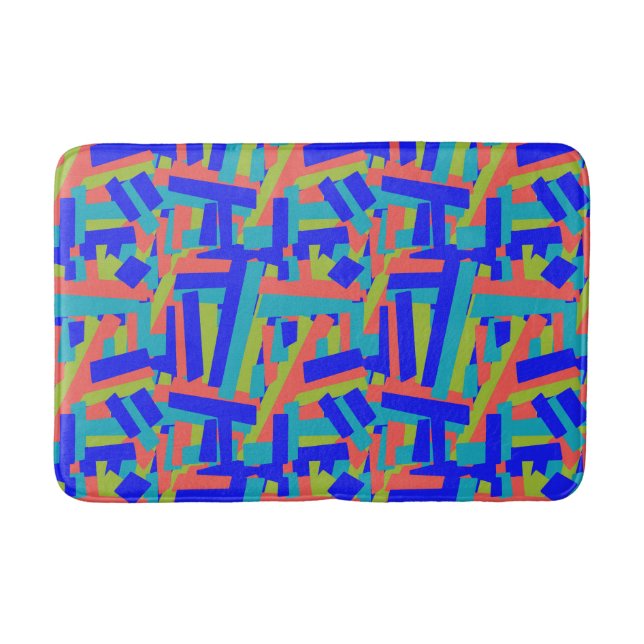 Tapis De Bain Taches abstraites de lime bleu vif corail (Devant)