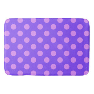 Tapis De Bain Taches pois lilac sur le bleu-pervenche