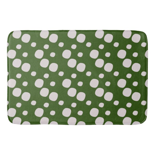 Tapis De Bain Taches roses sur fond vert feuillu         (Devant)