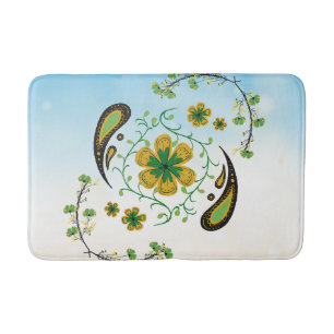 Tapis De Bain Taiji Flower – Art botanique vert et jaune