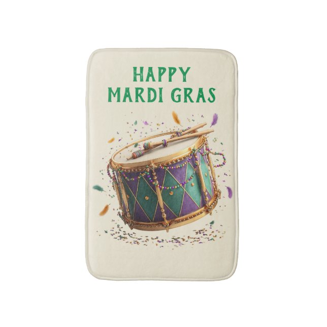 Tapis De Bain Tambour festif de Mardi Gras (Devant (Vertical))