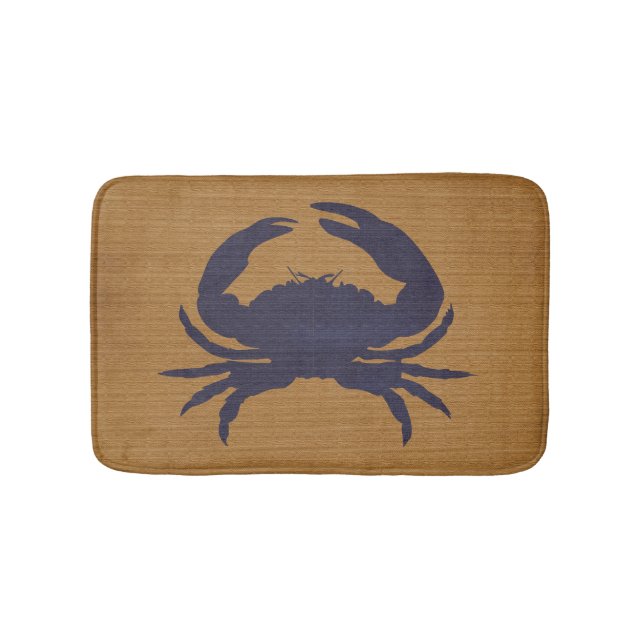 Tapis De Bain Tan rustique avec crabe bleu foncé (Devant)