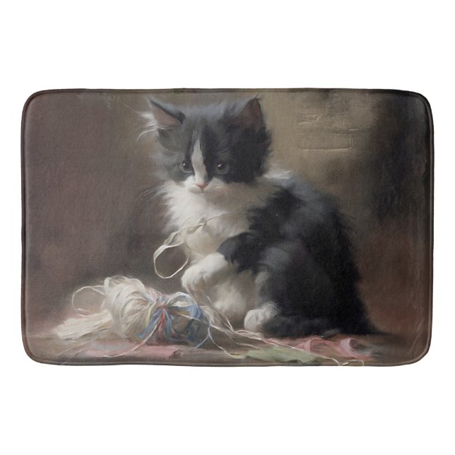 Tapis De Bain Tangup Dans Fun Black and White Kitten (Devant)