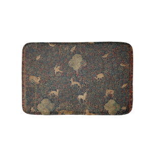 Tapis De Bain Tapisserie allegorique Millefleurs avec animaux