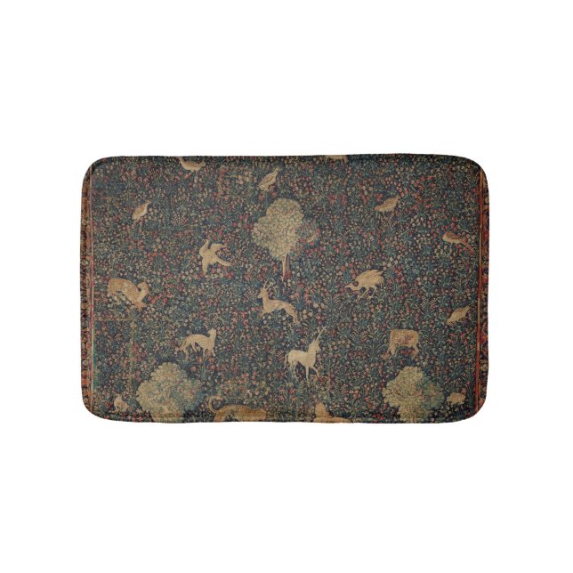 Tapis De Bain Tapisserie allegorique Millefleurs avec animaux (Devant)
