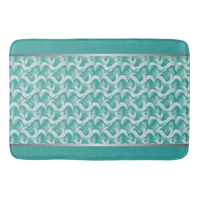 Tapis De Bain Tapisserie sarcelle abstraite luxueuse et complexe (Devant)