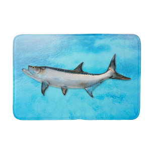 Tapis De Bain Tarpon Poisson d'Eau Salée Bleue