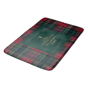 Tapis De Bain Tartan à carreaux élégant pour Noël Cerf Famille N