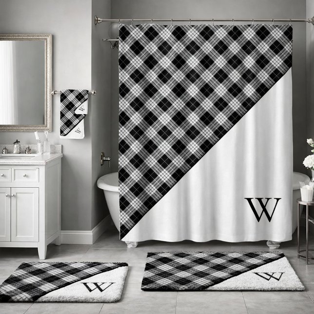 Tapis De Bain Tartan à monogramme  (Créateur téléchargé)
