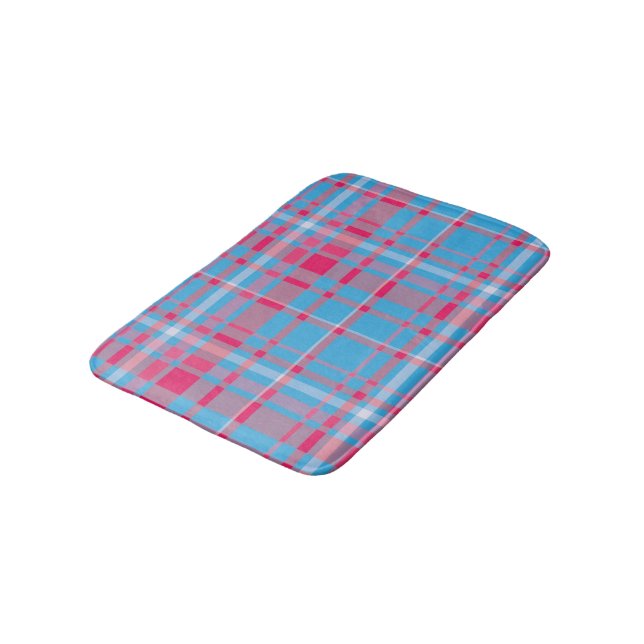 Tapis De Bain Tartan bleu et rouge (Angle)