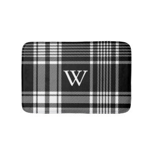 Tapis De Bain Tartan noir et blanc