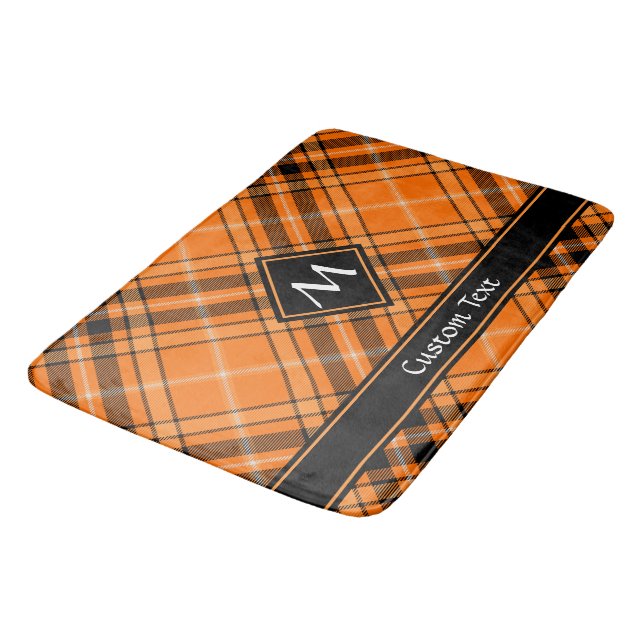 Tapis De Bain Tartan orange d'Halloween (Angle)