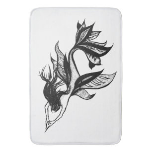 Tapis De Bain Tatouage à la sirène Tatoue Tirage d'encre ombrée
