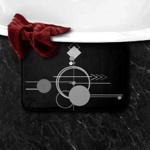 Tapis De Bain Tatouage Art Déco Moderne   Minimalisme noir et g