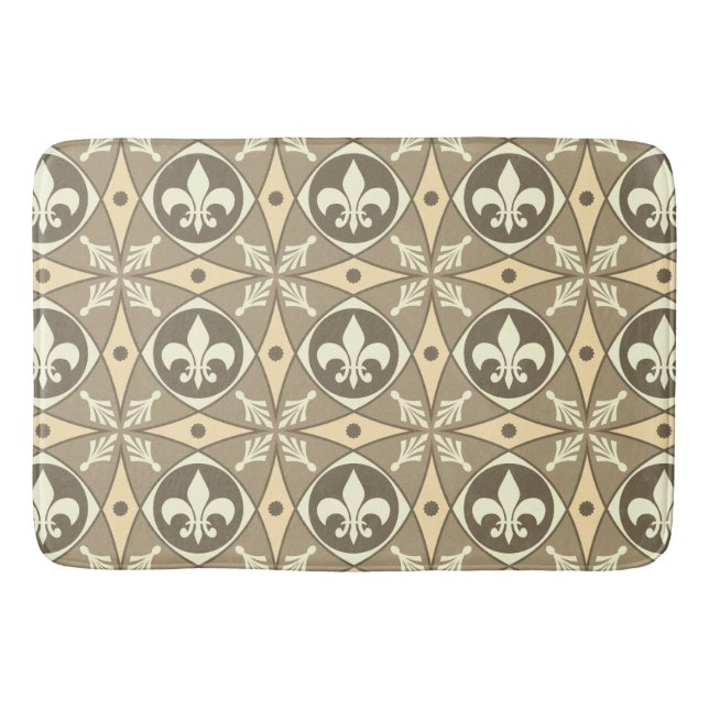 Tapis De Bain Taupe fleuri French Fleur de Lis (Devant)