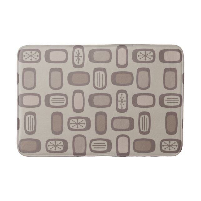 Tapis De Bain Taupe Rectangles arrondies MCM du milieu du siècle (Devant)