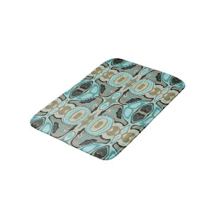 Tapis De Bain Taupe Turquoise Aqua Turquoise Bali Motif Batik