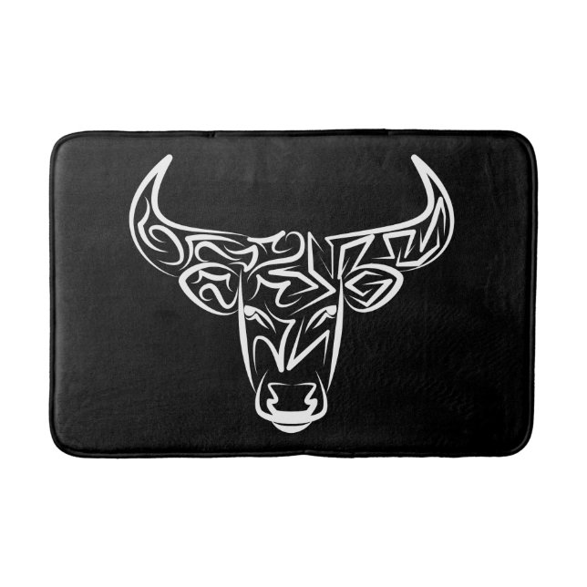 Tapis De Bain Taureau tribal noir et blanc / Ox (Devant)
