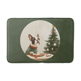 Tapis De Bain Tchiens de Noël Boston Terrier