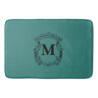 Tapis De Bain Teal Custom Monogram Crest