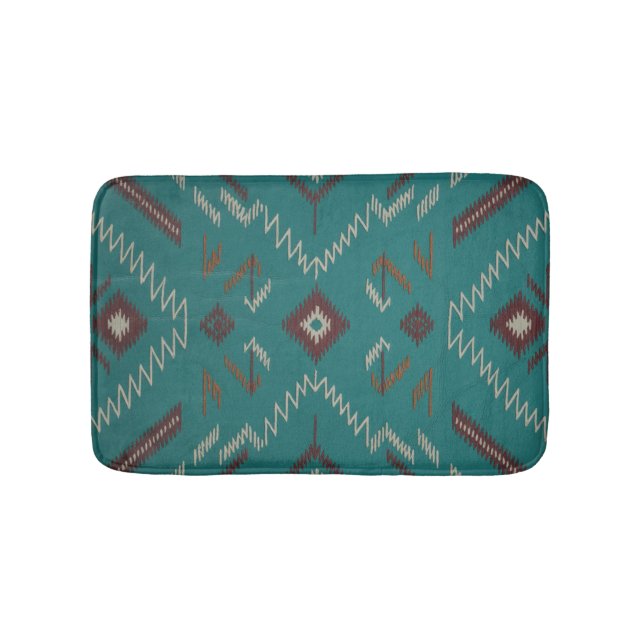 Tapis De Bain Teal Southwest Navajo Geometric (Devant)