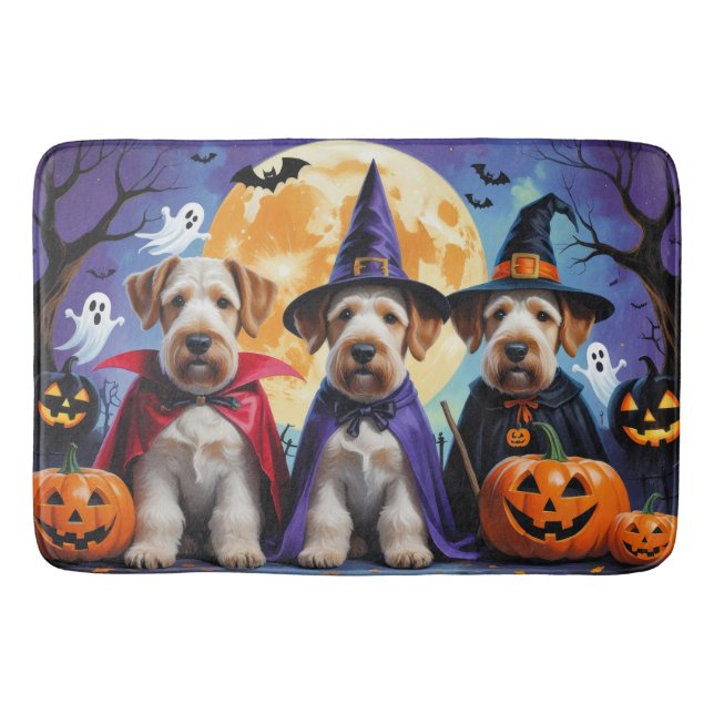 Tapis De Bain Teckels Airedale Terriers Citrouille Halloween Drô (Devant)