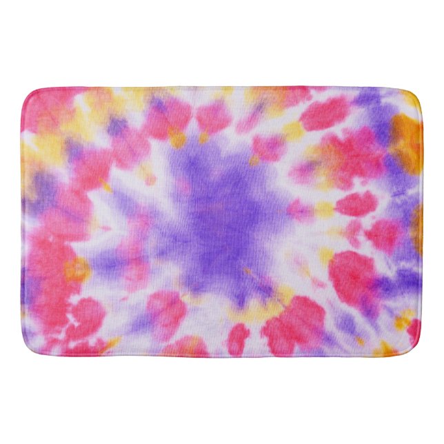 Tapis De Bain Teinture rouge violet blanc (Devant)