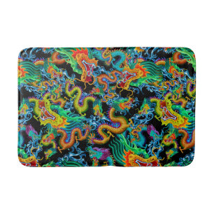 Tapis De Bain Tempête de dragon - dragons chinois colorés