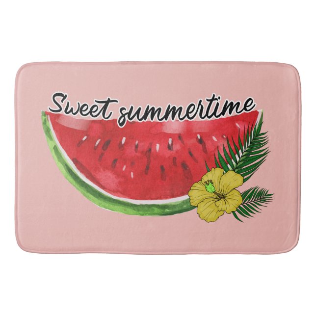 Tapis De Bain Temps d'été doux | Watercolor Watermelon (Devant)