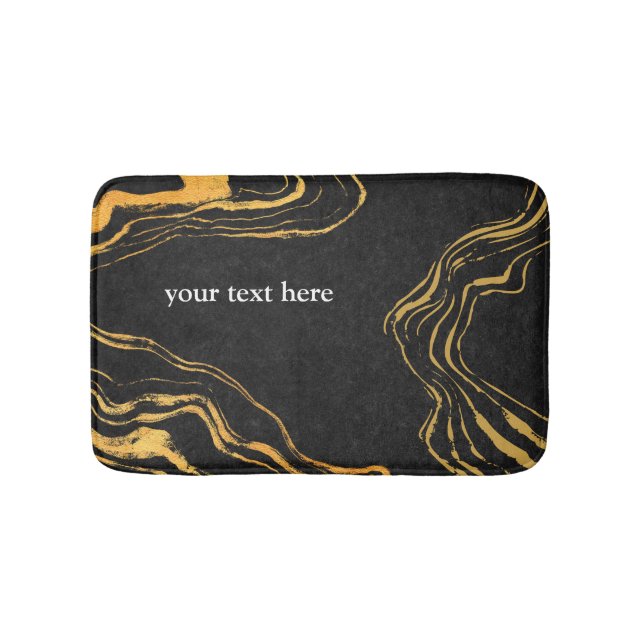 Tapis De Bain Tendance Luxe Or Noir Monogrammé (Devant)