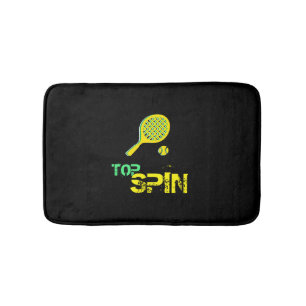 Tapis De Bain Tennis Sport Pop Art, Green & Yellow Racket & Ball