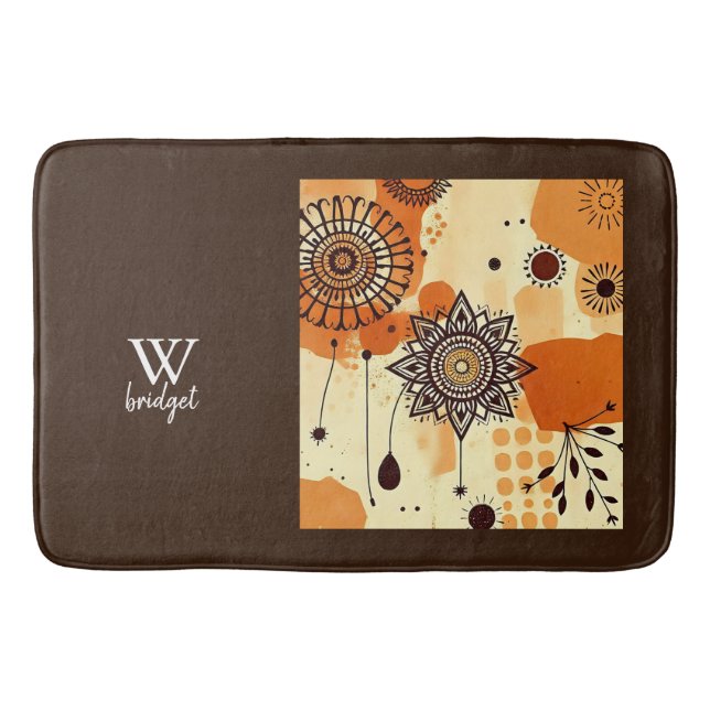 Tapis De Bain Terme Floral Mandala Chaud Boho Motifs (Devant)