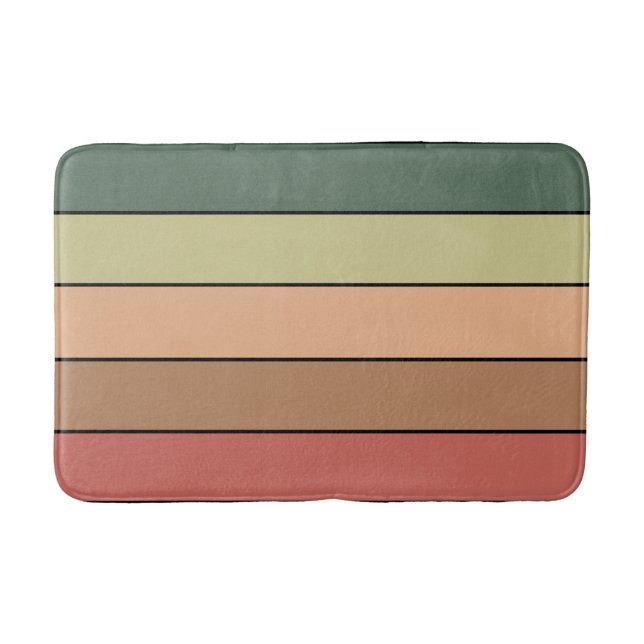 Tapis De Bain Terracotta Brown Vert Noir sur papier aquarelle (Devant)