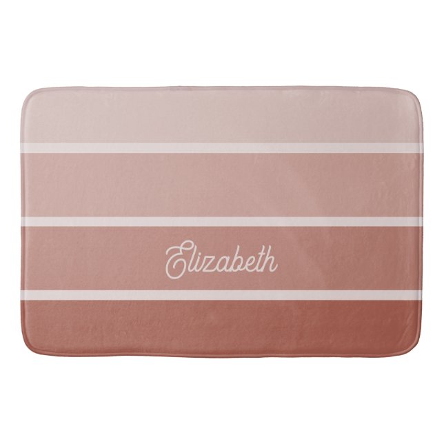 Tapis De Bain Terracotta neutre | Ombre Stripes avec script (Devant)