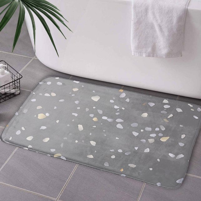 Tapis De Bain Terrazzo gris moderne (Créateur téléchargé)