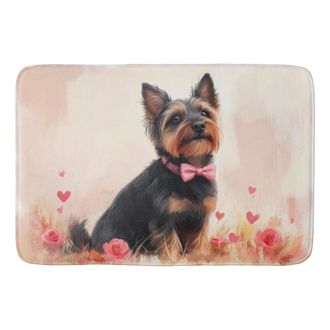Tapis De Bain Terrier australien avec Rose - Saint Valentin (Devant)