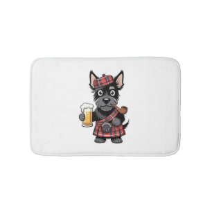 Tapis De Bain Terrier écossais à Tartan Kilt avec bière et tuyau