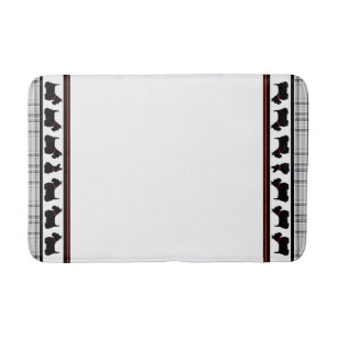 Tapis De Bain Térrier écossais/collier rouge/écossais gris, fron