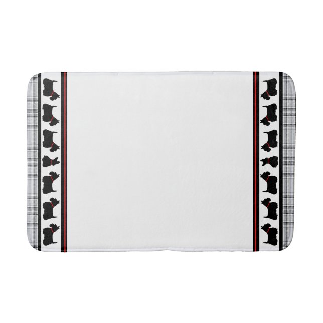 Tapis De Bain Térrier écossais/collier rouge/écossais gris, fron (Devant)