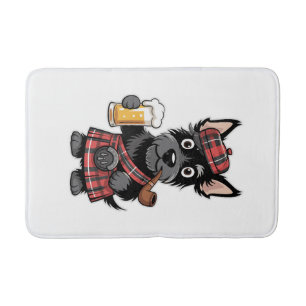 Tapis De Bain Térrier écossais en kilt tartan avec bière et pipe
