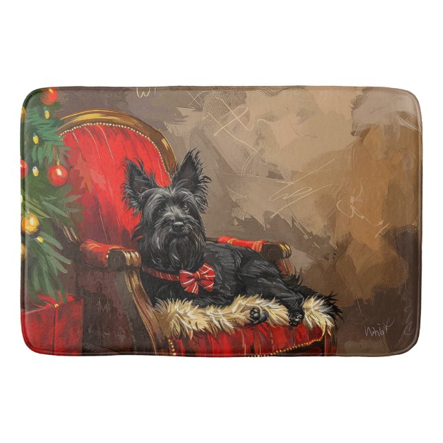 Tapis De Bain Térrier Skye de Noël Festif  (Devant)