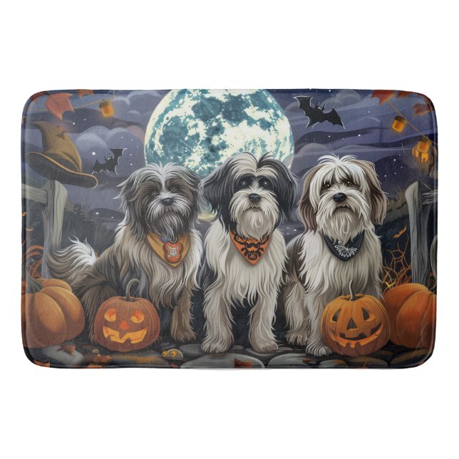 Tapis De Bain Terrier Tibétain Halloween Épouvantable (Devant)