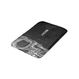 Tapis De Bain Tête De Crâne Gothique Coutume Noire Et Blanc