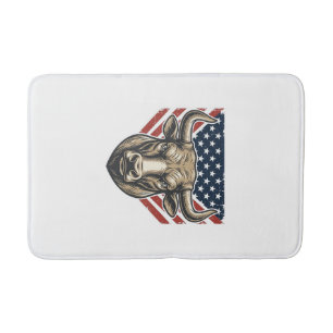 Tapis De Bain Tête de taureau patriotique Gravure vintage Art ve