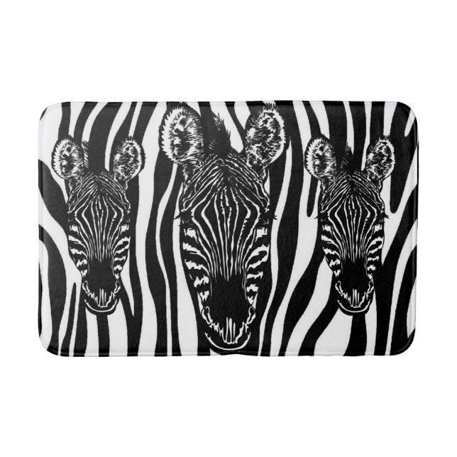 Tapis De Bain Tête de zèbre unique sur impression zèbre (Devant)
