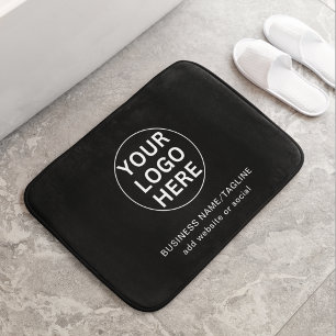 Tapis De Bain Texte commercial personnalisé & Logo l Promo noir